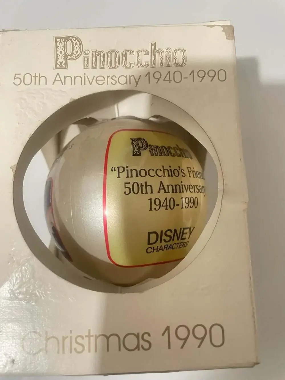 Schmid Disney Characters Pinocchio 50th Anniversary 1990 xmas Ornament